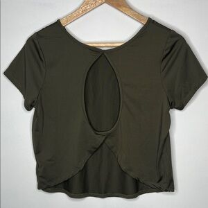 Olive Green Cut Out Athletic Top